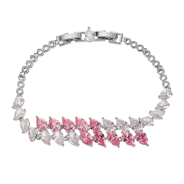 Picture of Reasonably Priced Platinum Plated Pink Fashion Bracelet with Low Cost