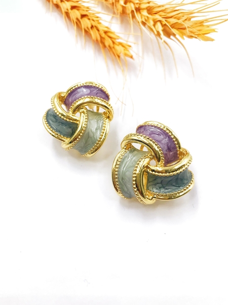 Picture of Designer Simple Enamel Clip On Earrings with No-Risk Return