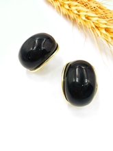 Show details for Hypoallergenic Black Resin Clip On Earrings with Easy Return