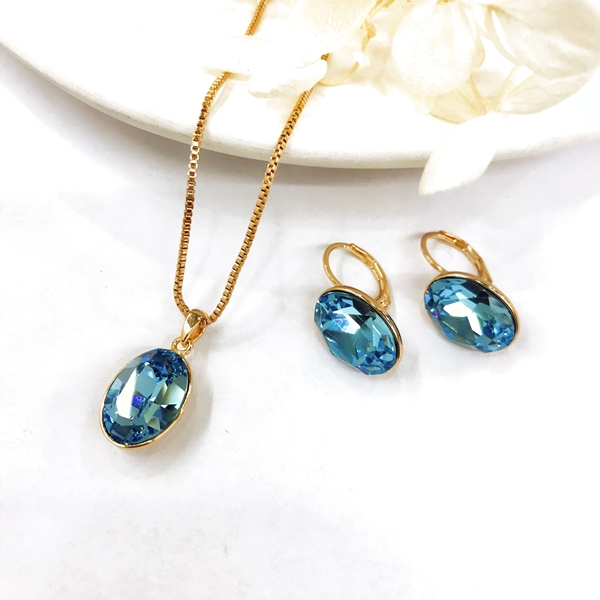 Picture of Sparkly Swarovski Element Colorful 2 Piece Jewelry Set